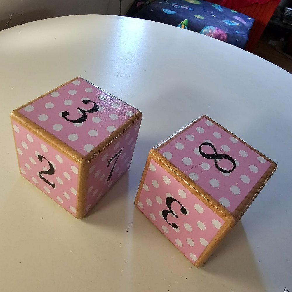 Beautiful pink wood number blocks